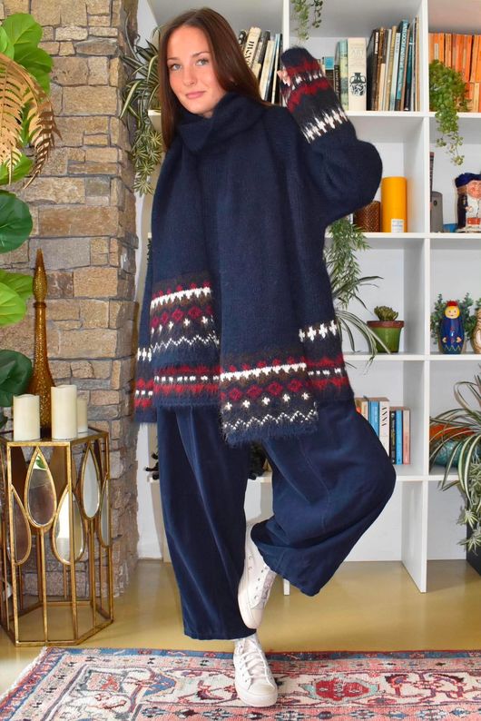 Moorland Fair Isle Scarf Navy